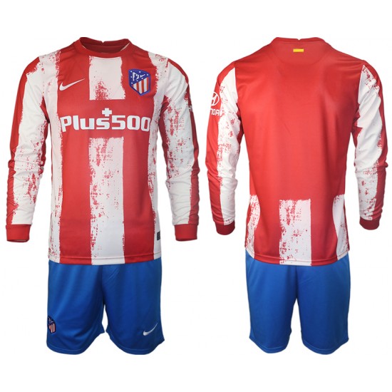 Camisola Atlético Madrid Criança Equipamento Primeiro 2021-2022 Manga Comprida